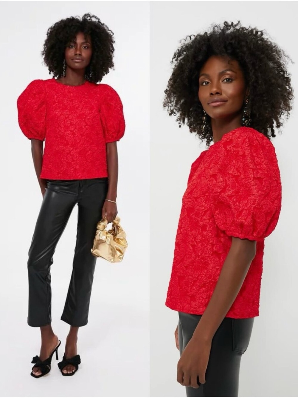 Tuckernuck Hyacinth House Noelle Blouse Red Jacquard Floral Size Medium